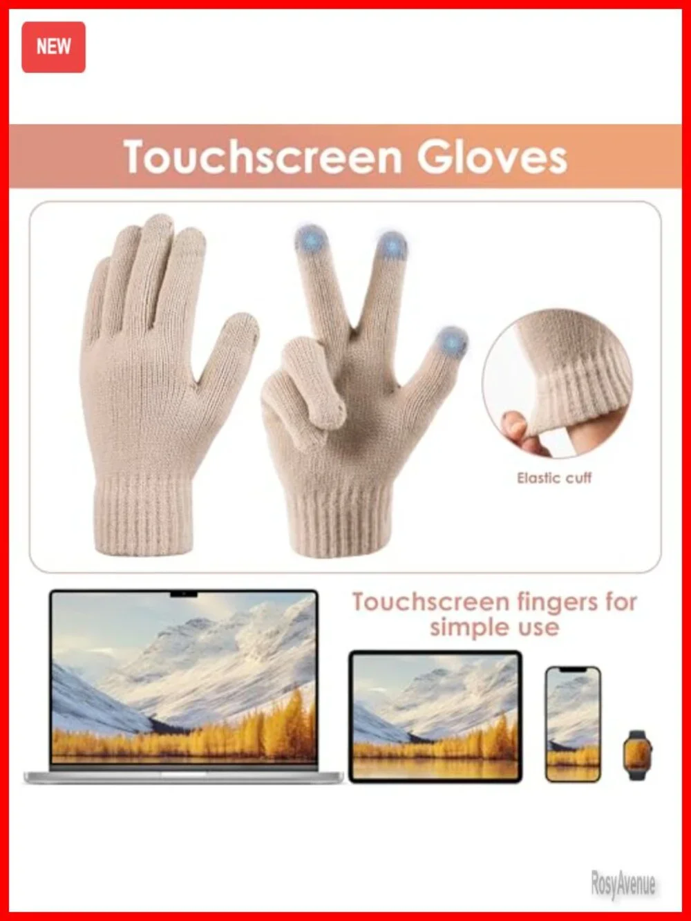 Winter Fleece Lined Beanie Hat and Touchscreen Gloves Set